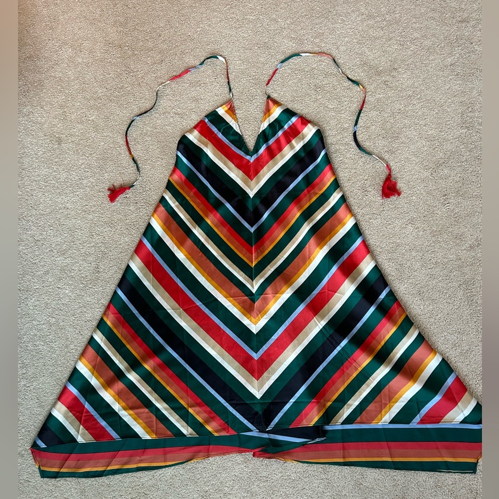 Lulu’s satin multicolor midi dress. Size x-small.